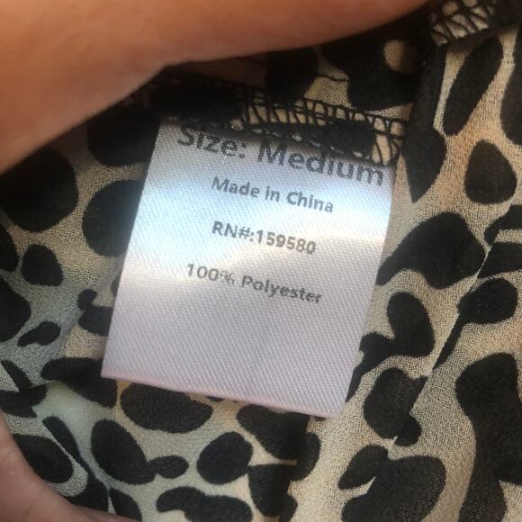 Caitlin M. Covington + Pink Lily sheer leopard top long sleeve elastic waist Med - Picture 4 of 5